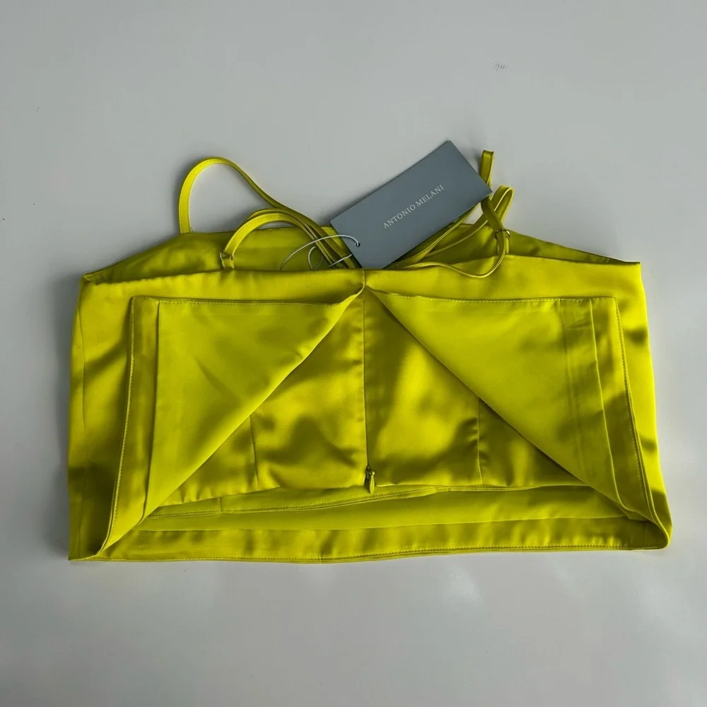 ANTONIO MELANI Neon Yellow Satin Top size 0 (I) - Picture 3 of 8